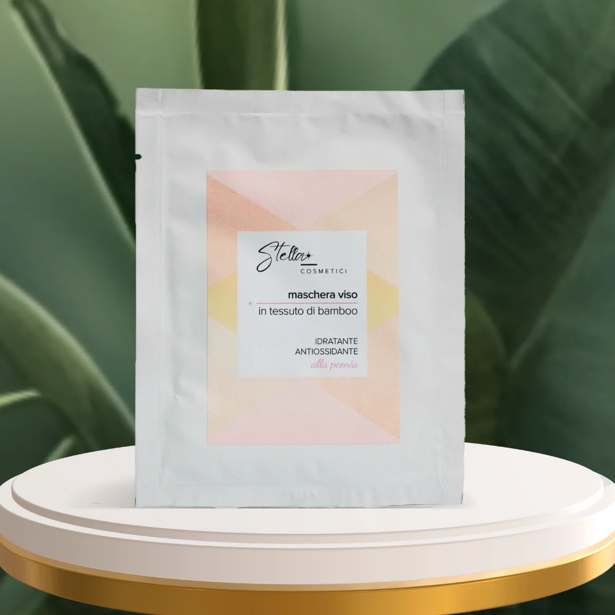 Maschera viso idratante antiossidante illuminante – In tessuto di bamboo. Stella Cosmetici